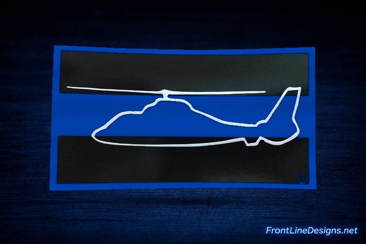 Blue Line Helicopter Pilot Reflective Decal — FrontLine Designs