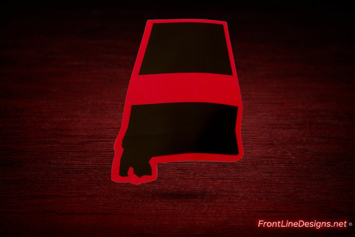 Alabama State Red Line Decal on matching textured background