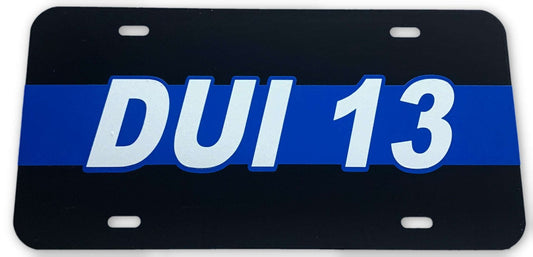 Unit Number or Radio Number Blue Line License Plate - FrontLine Designs, LLC