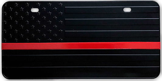 US Flag Subdued Red Line License Plate - FrontLine Designs, LLC