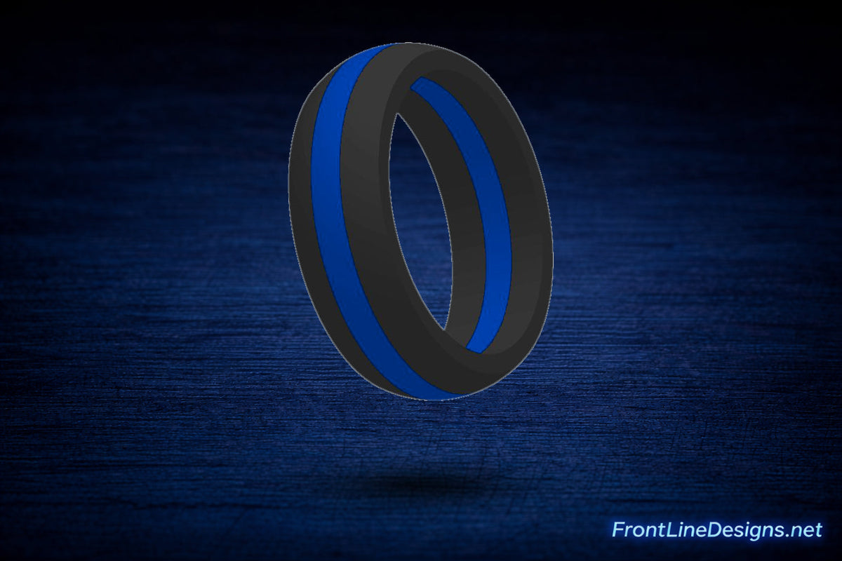 Blue Line Silicone Ring Small-FrontLine Designs, LLC
