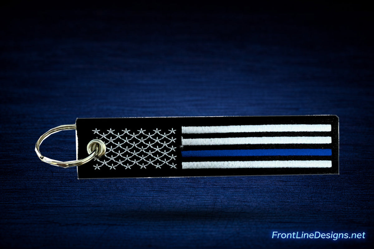 US Blue Line Embroidered Key Chain-FrontLine Designs, LLC