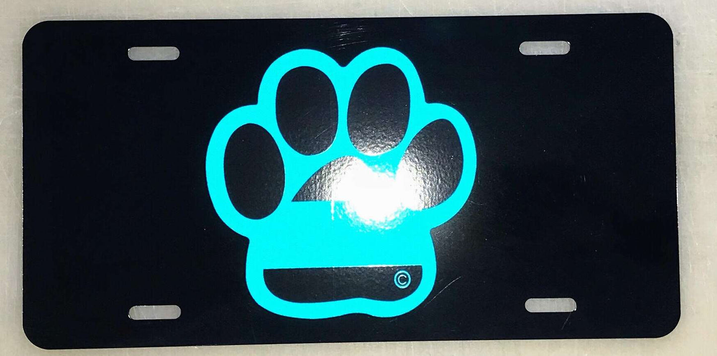 Blue Line Dog Paw License Plate-FrontLine Designs, LLC