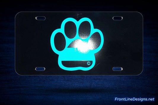 Blue Line Dog Paw License Plate-FrontLine Designs, LLC