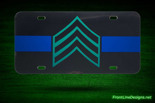 Blue Line Sergeant License Plate-FrontLine Designs, LLC