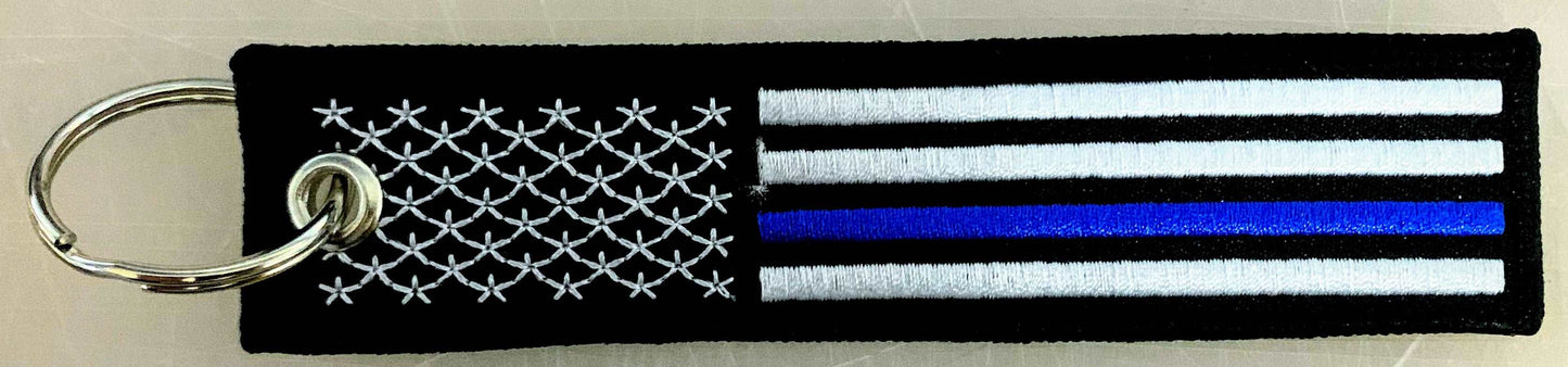 US Blue Line Embroidered Key Chain-FrontLine Designs, LLC
