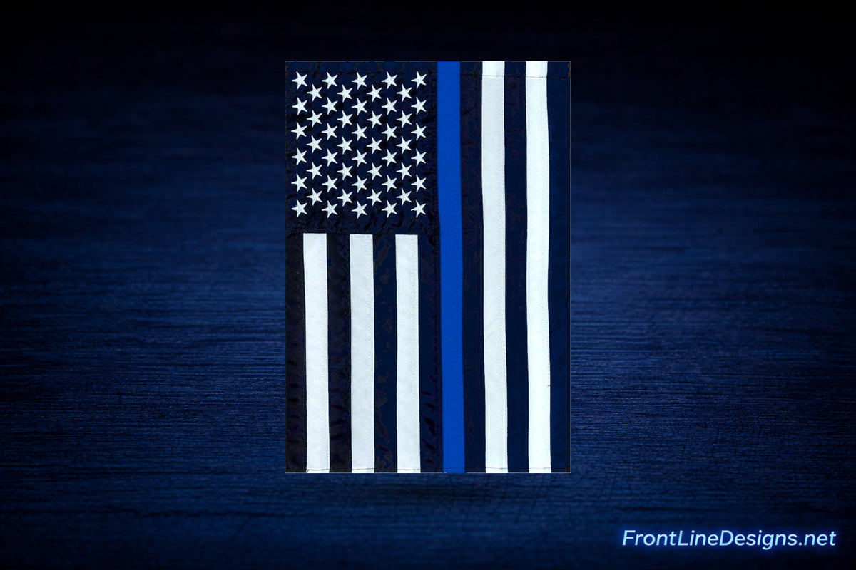 US Blue Line Porch Flag-FrontLine Designs, LLC