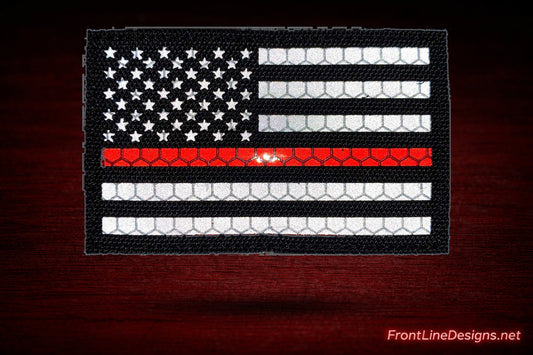 US Flag Red Line Reflective Patch-FrontLine Designs, LLC