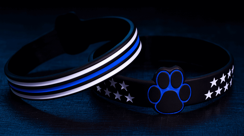 K9 US Blue Line Flag Silicone Bracelet-FrontLine Designs, LLC