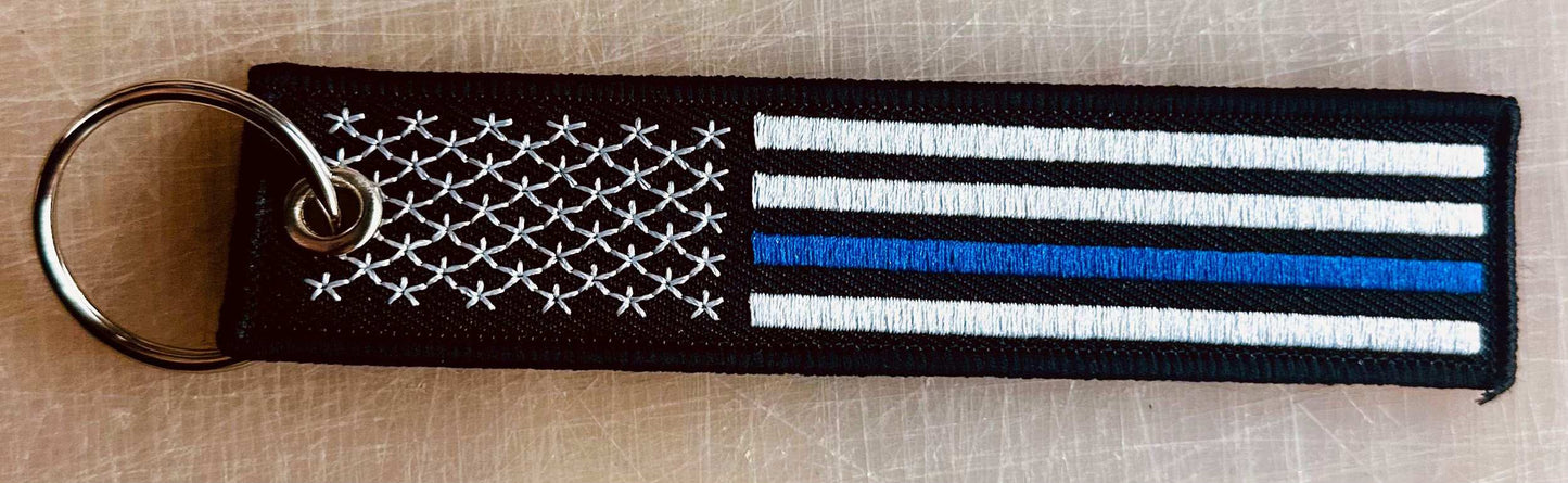 US Blue Line Embroidered Keychain-FrontLine Designs, LLC
