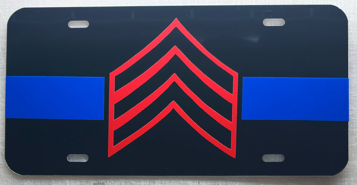 Blue Line Sergeant License Plate