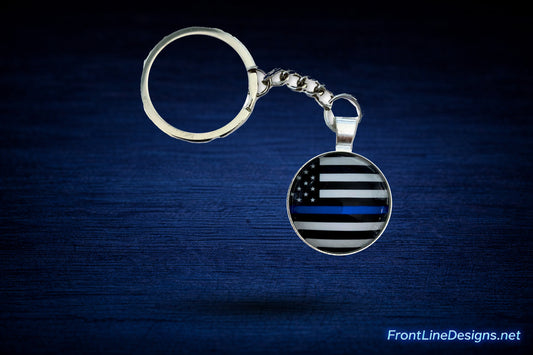 Thin Blue Line US Flag Key Chain-FrontLine Designs, LLC