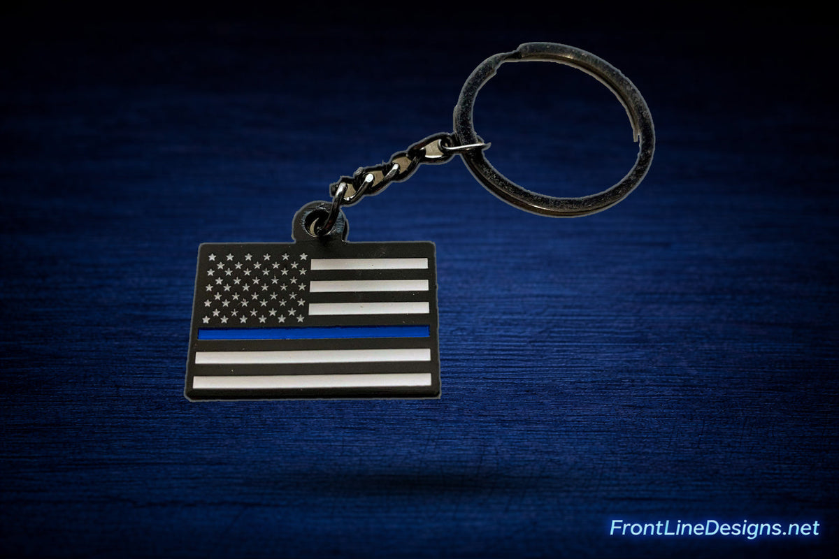 Thin Blue Line US Flag Key Chain-FrontLine Designs, LLC