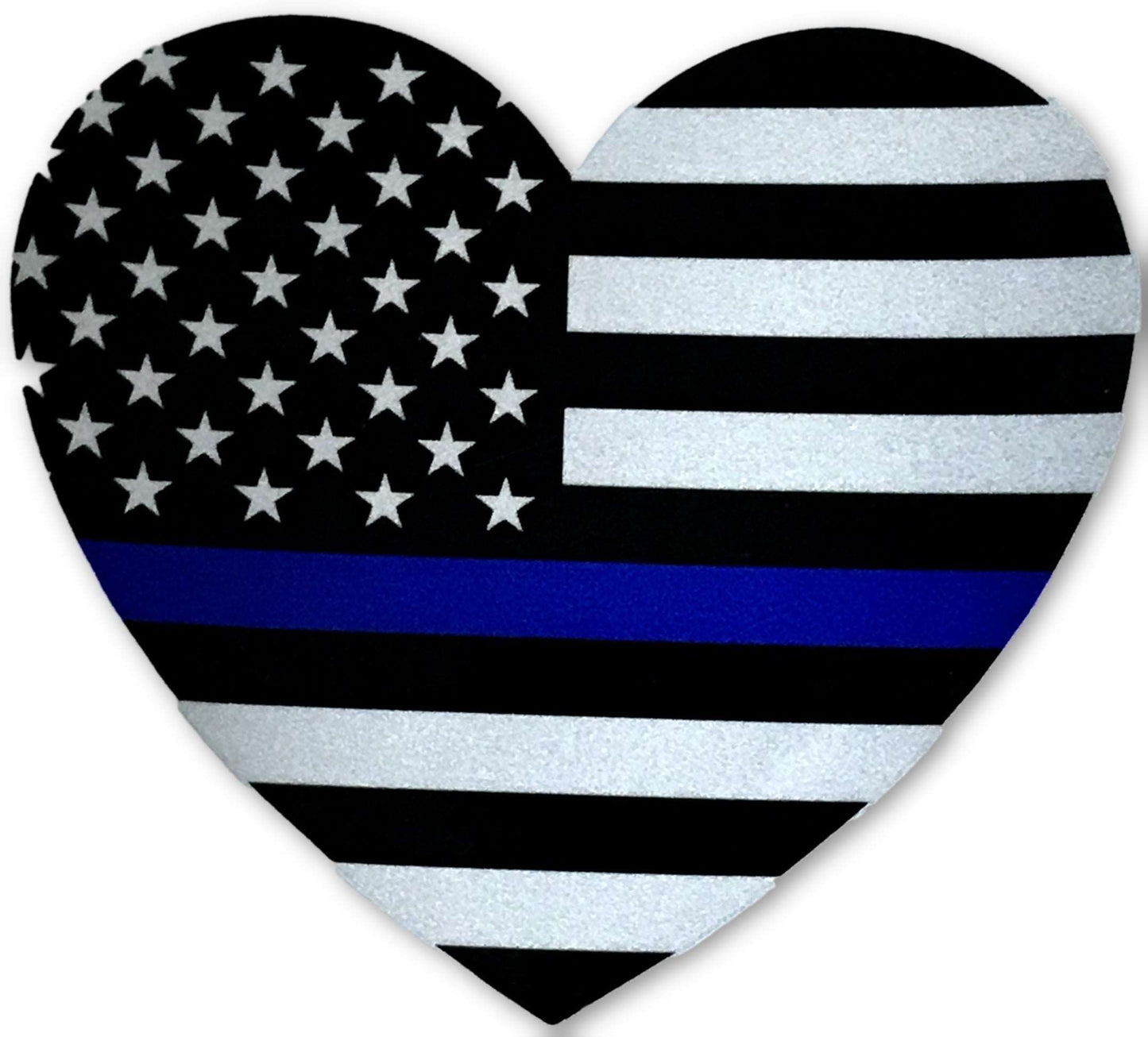 US Blue Line Flag Heart Reflective Decal - FrontLine Designs, LLC 