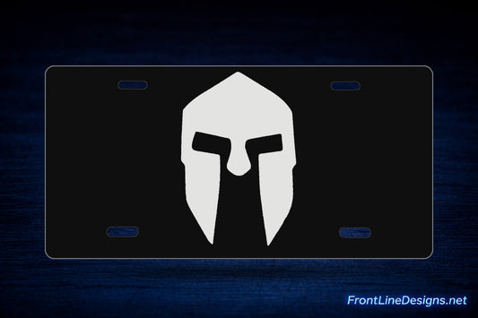 Spartan License Plate — White