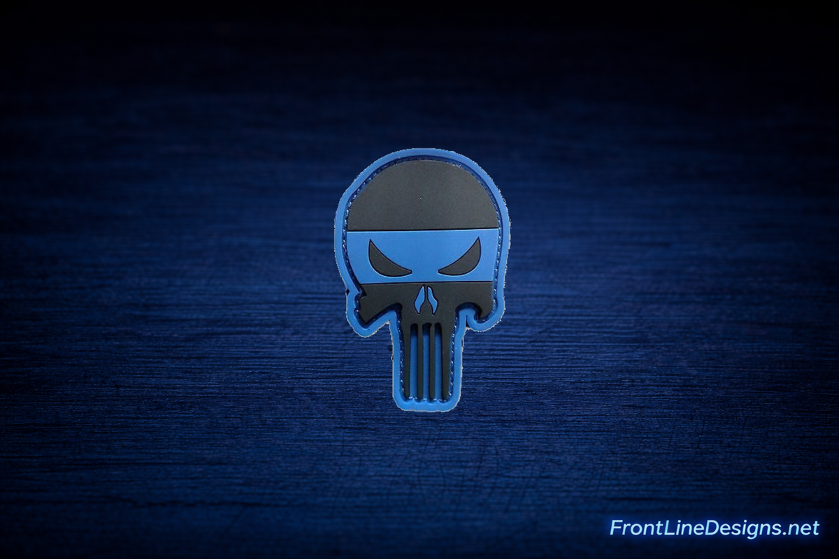 Blue Line Defender 2D PVC Patch — FrontLine Designs blue background