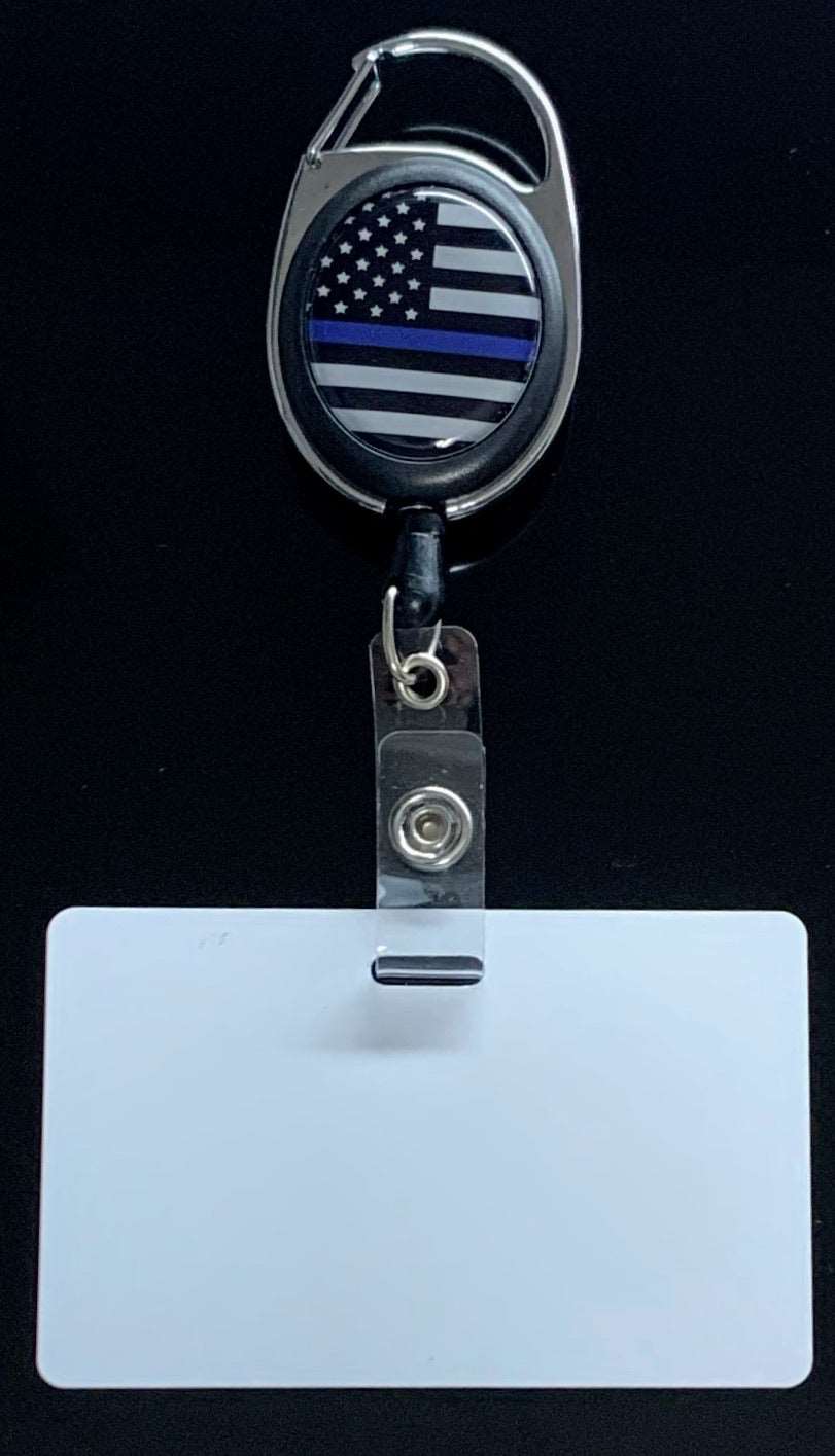 US Blue Line Retractable Lanyard