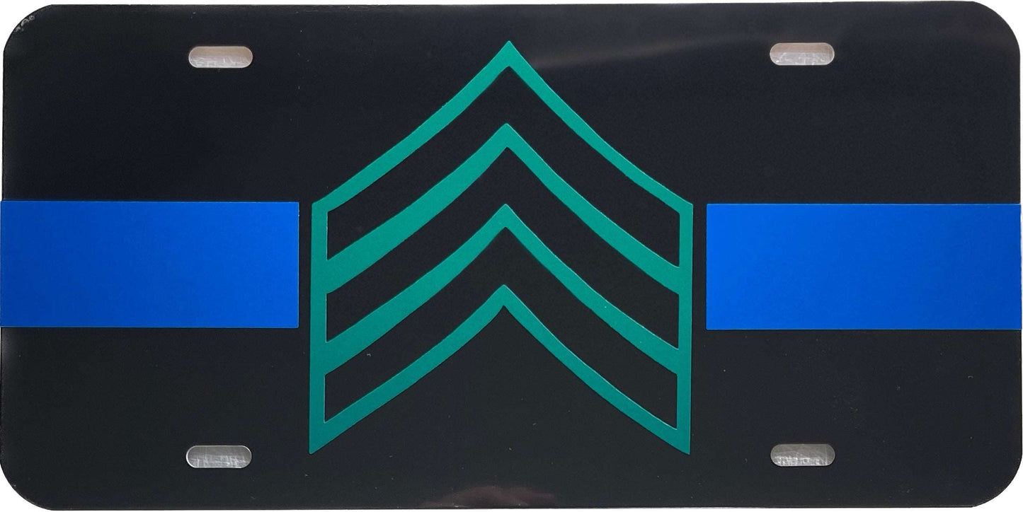 Blue Line Sergeant License Plate-FrontLine Designs, LLC 