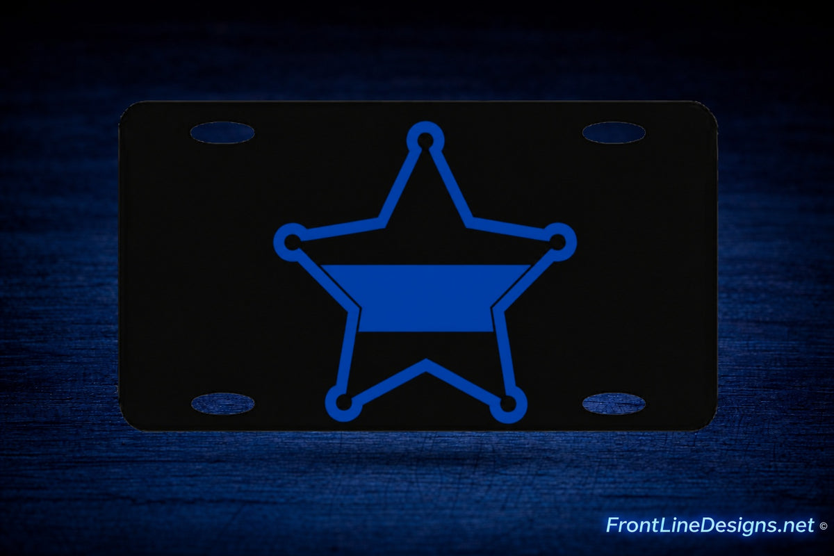 5-Point Sheriff's Badge License Plate on matching textured background