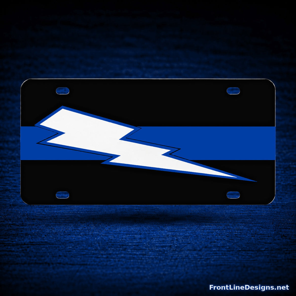 Blue Line Lightning Bolt Plate — FrontLine Designs