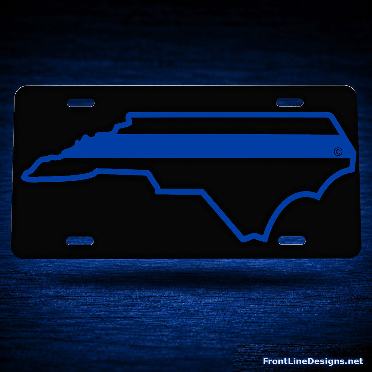 North Carolina Blue Line Reflective License Plate