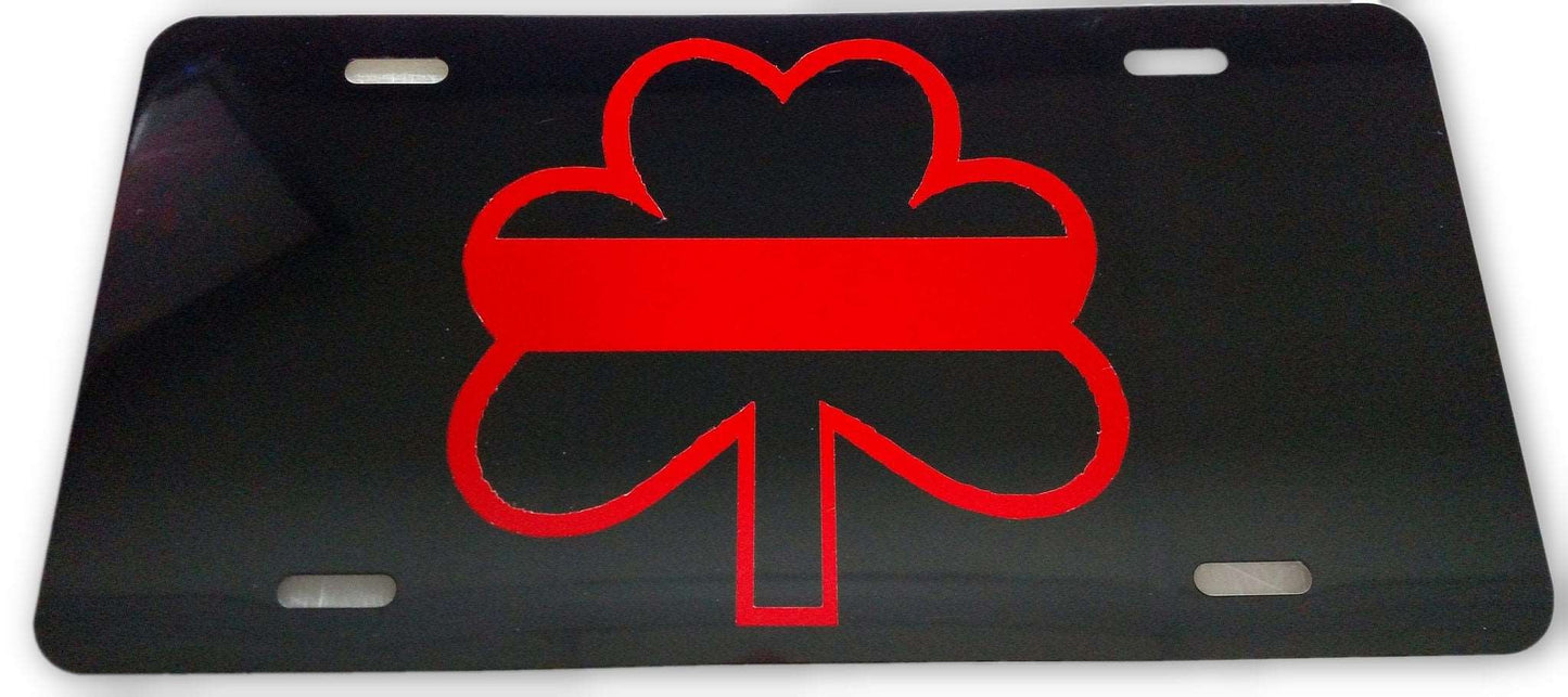 Red Line Reflective Shamrock License Plate-FrontLine Designs, LLC