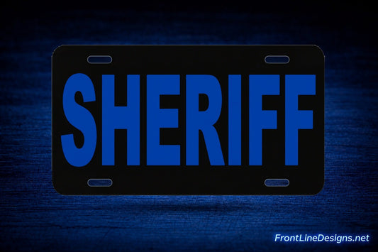 FrontLine Designs license-plate-sheriff-reflective-license-plate-1 on matching textured background