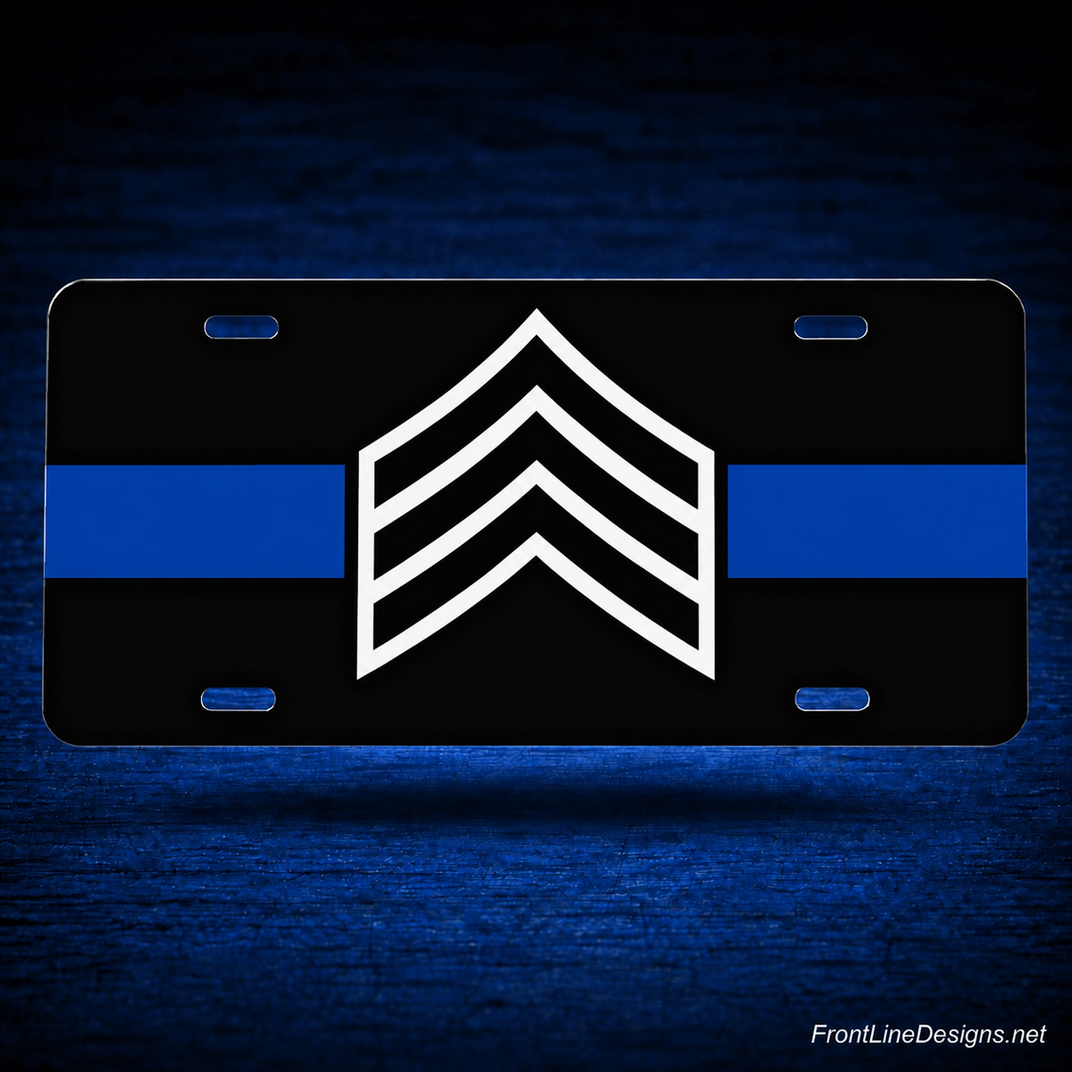 Sergeant — White Reflective license plate