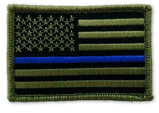 US Flag OD Green Blue Line Patch-FrontLine Designs, LLC