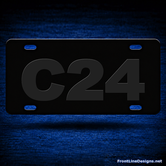 Vehicle / Radio License Plate with C24 sample in Black Reflective lettering