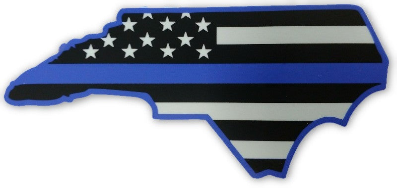North Carolina State US Flag Blue Line Decal - FrontLine Designs, LLC