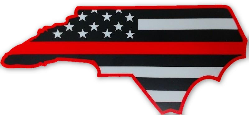 North Carolina State US Flag Red Line Decal - FrontLine Designs, LLC