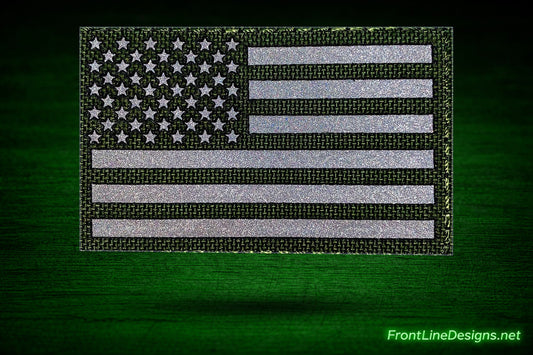 US Flag Patch OD Green Reflective-FrontLine Designs, LLC