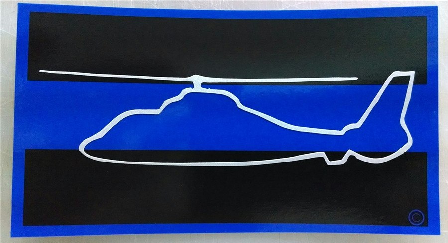 Blue Line Helicopter Pilot Reflective Decal-FrontLine Designs, LLC