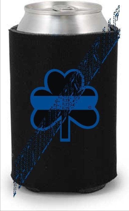 Blue Line Shamrock Can / Bottle Koozie-FrontLine Designs, LLC