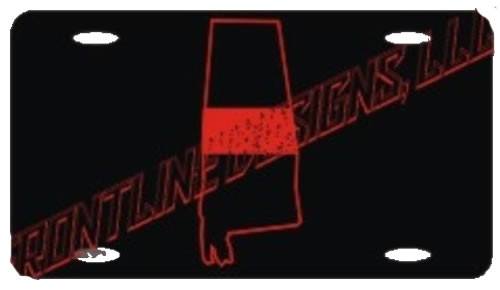 Alabama State Red Line License Plate-FrontLine Designs, LLC