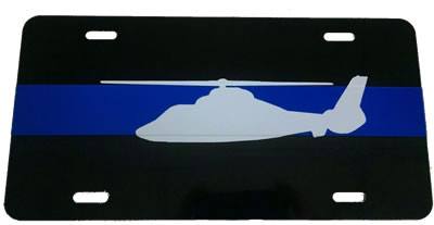 Blue Line Helicopter License Plate-FrontLine Designs, LLC