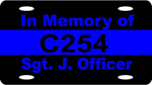 Blue Line " In Memory of " License Plate-FrontLine Designs, LLC
