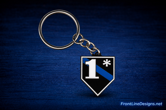 1* Blue Line Keychain with diagonal blue line