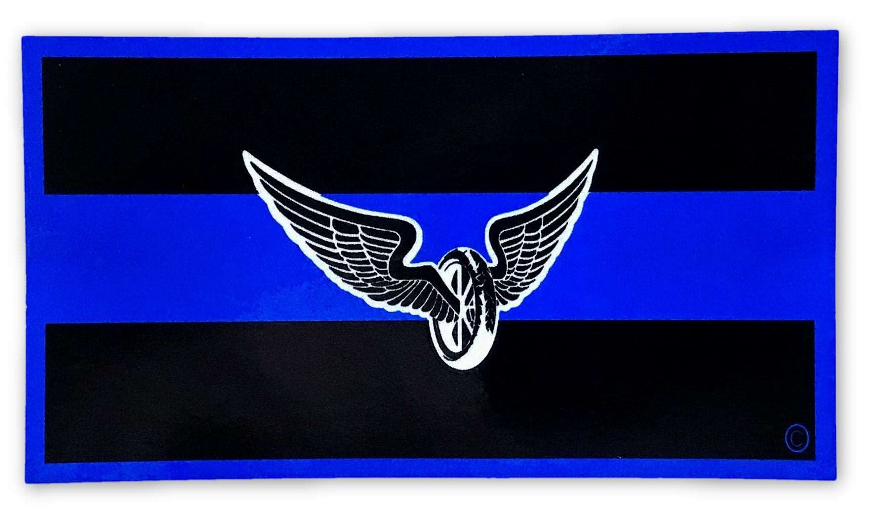 Blue Line Motorcycle Reflective Decal - FrontLine Designs, LLC 