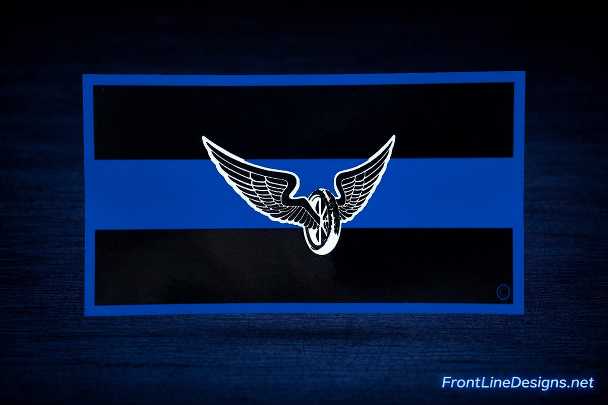 Blue Line Motorcycle Reflective Decal — FrontLine Designs