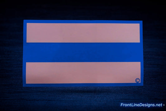 Blue Line Breast Cancer Awareness Reflective Decal on matching textured background