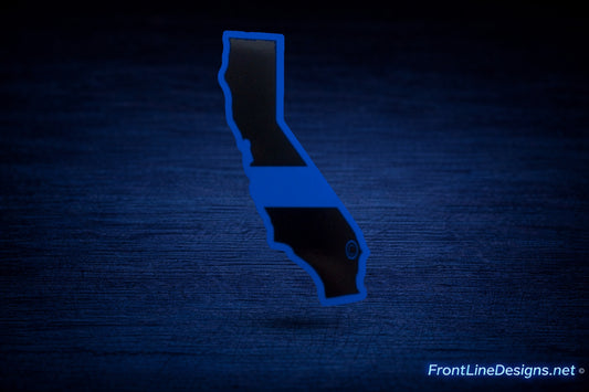 California State Blue Line Decal on matching textured background