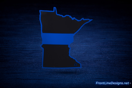 Minnesota Blue Line Reflective Decal on matching textured background
