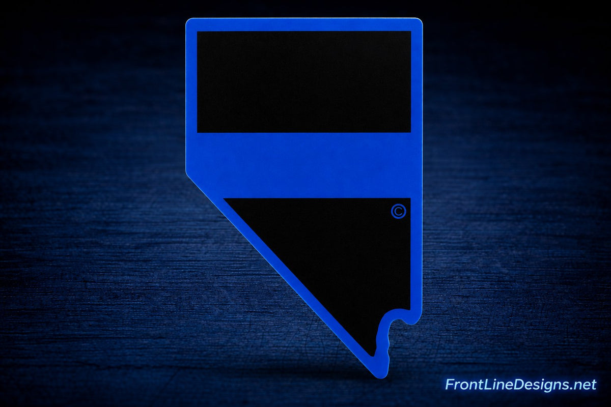 Nevada Blue Line Reflective Decal on matching textured background
