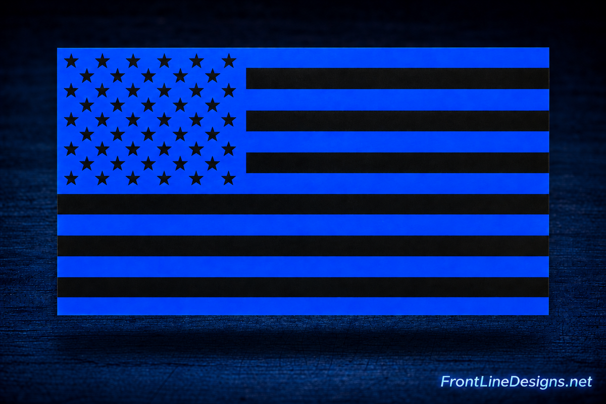Blue Line US Flag Reflective Decal