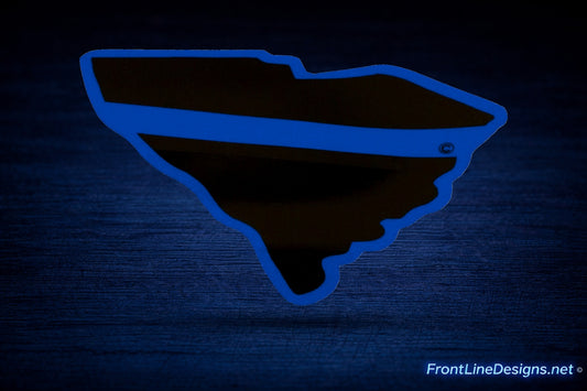 South Carolina State Blue Line Decal on matching textured background