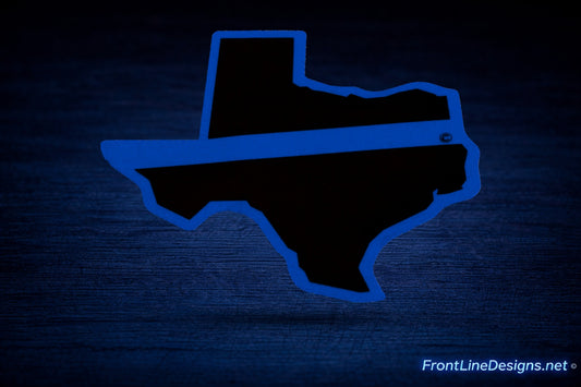 Texas State Blue Line Decal on matching textured background