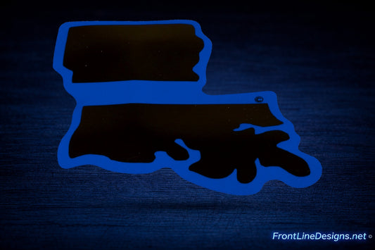 Louisiana State Blue Line Decal on matching textured background