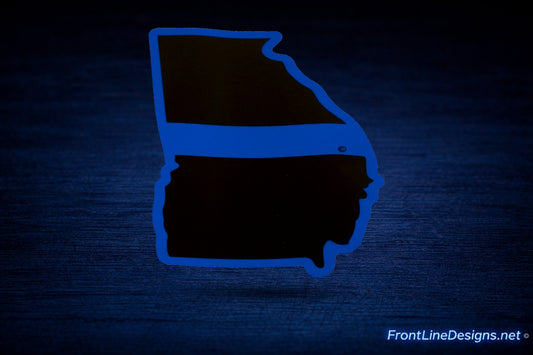 Georgia State Blue Line Reflective Decal on matching textured background